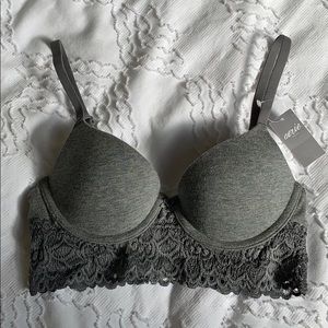 Aerie • Gray and Lace Push Up Bra